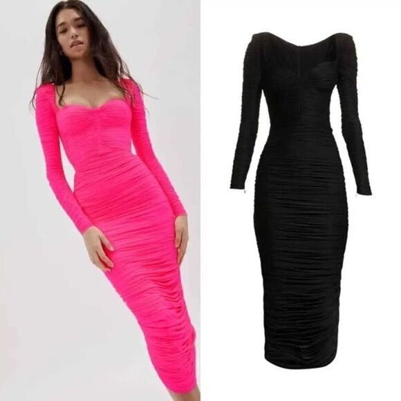 ALEX PERRY Stanton Ruched Sweetheart Cup Dress in black UK8 / US4 - Picture 5 of 12